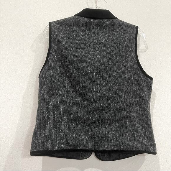 Talbots Full-Zip Vest Herringbone Wool Silk Blend Lined Snowflake - Large - Picture 6 of 11